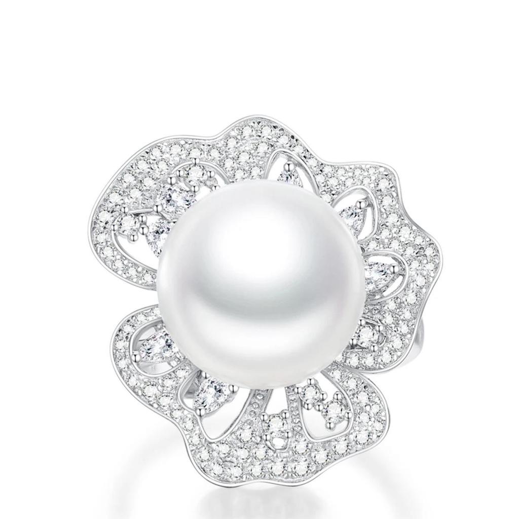 Xiancan Jewelry 2024 Elegant Women's Pearl Ring S925 Silver 14mm Shell