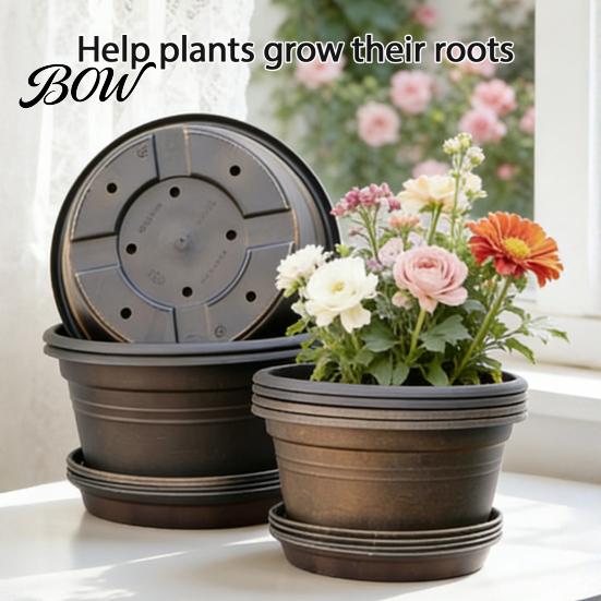 Resin Planters for Bulbs Bulb Plant Pot with Saucer, 10 Inch 13 Wide Flowerpot Sturdy Lilies Drainage Holes, Indoor Outdoor Planter Tulips
