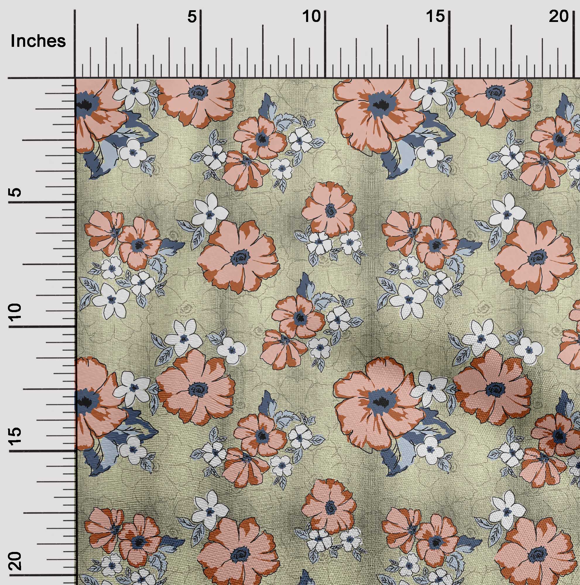 

oneOone Cotton Flex Dusty Teal Green Fabric Leaves & Floral Artistic Dress Material Тканина з принтом Тканина у дворі 40 дюймів 42 Inch Wide - Viscose Chiffon бежевий