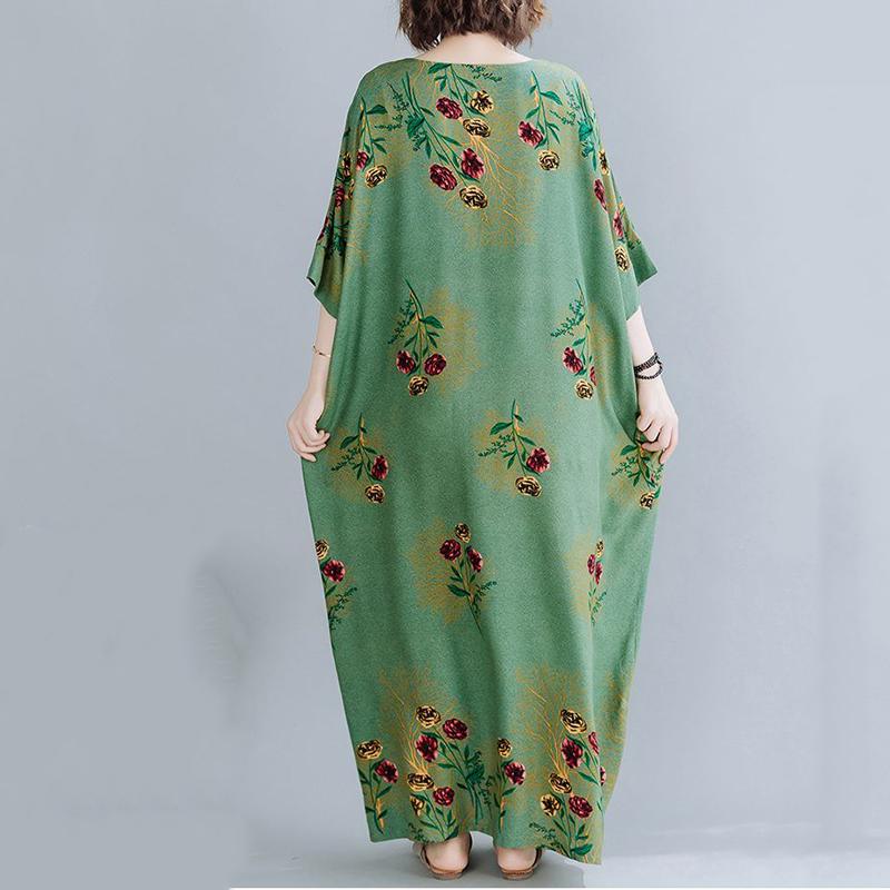 WTEMPO Зеленое женское платье больших размеров Летнее длинное платье с круглым вырезом — фото 4