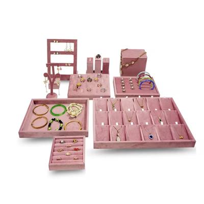 High Quality Pink Velvet Jewelry Display Props Ring Earrings Storage Necklace Pendant Tray Jewelry Store Window Display Props