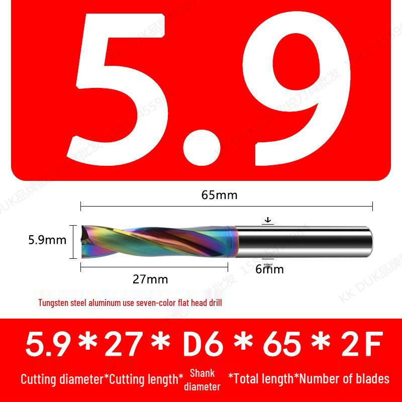 Tungsten Steel Flat Head Drill Bit for Aluminum, 180°, 4.1-6.0mm (0.1mm Intervals)