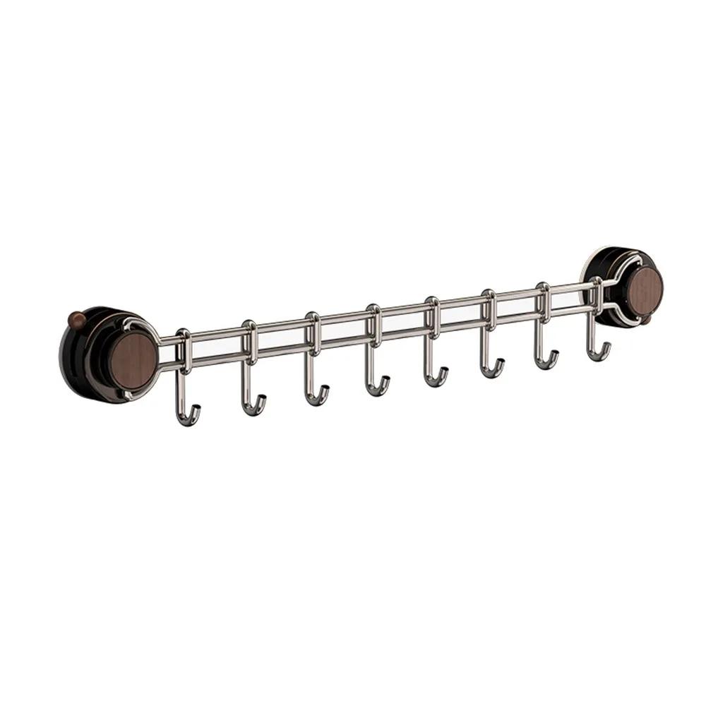 8 Hooks Suction Cup Kitchen Hook Adjustable Space Saving Flatware Storage Rack Sliding Multi-Purpose Hanging Flatware Organizer