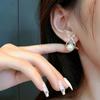 New Inlaid Rhinestone Pearl Stud Earrings Shiny Personality Fashion Unique Design Earrings for Women Party Wedding Jewelry
