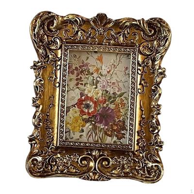 European Style Photo Frame, Holder Baroque Desktop Wall Hanging Crafts Resin Picture Frame for