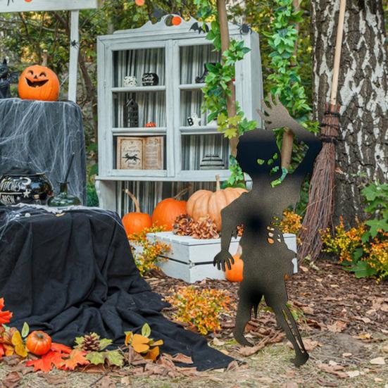 Zombie Garden Stake Metal Zombie Silhouette Yard Stake Weather Resistant Spooky Zombie