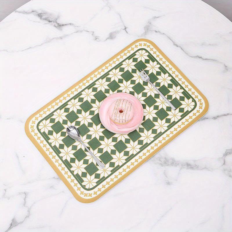 Scandinavian Countryside Placemats - Heatproof Waterproof Table Decor, Luxury Square Floral Print Coasters for Dining & Kitchen