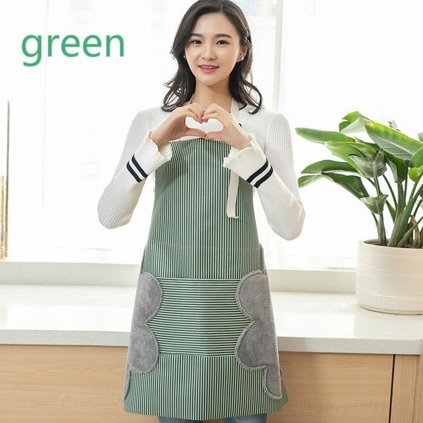 Household Wipeable Watrproof Aprons Kitchencooking Barbrcue Restaurant Women for Fashion Large Pocket Apron