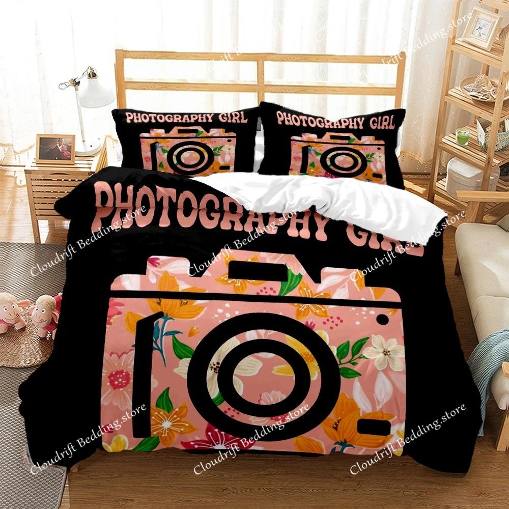 Vintage Camera Duvet Cover Fashion Comforter Bedding set Soft Quilt Cover and Pillowcases for Teens Boy SingleDoubleQueenKing