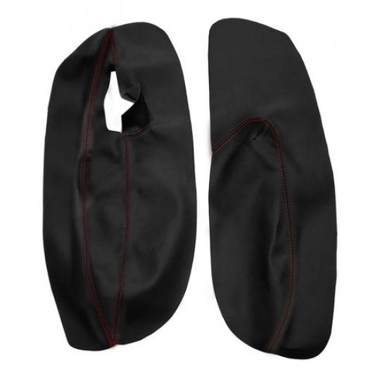 2*Black Front Door Armrest Panel Leather Cover For VW Golf 4 MK4 Jetta 2-door