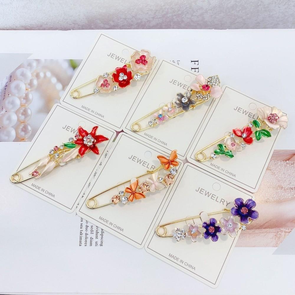 Rhinestones Flower Brooch Adjustable Waist Fastening Pins Versatile Brooches  Dress Decoration