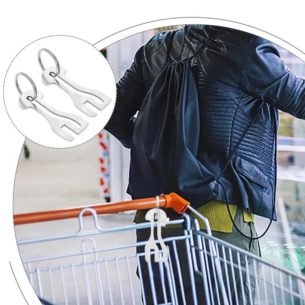 Anti-loss Trolley Token Keychain Zinc Zinc Alloy Removable Release Keyring Shopping Cart Token  Retail Stores