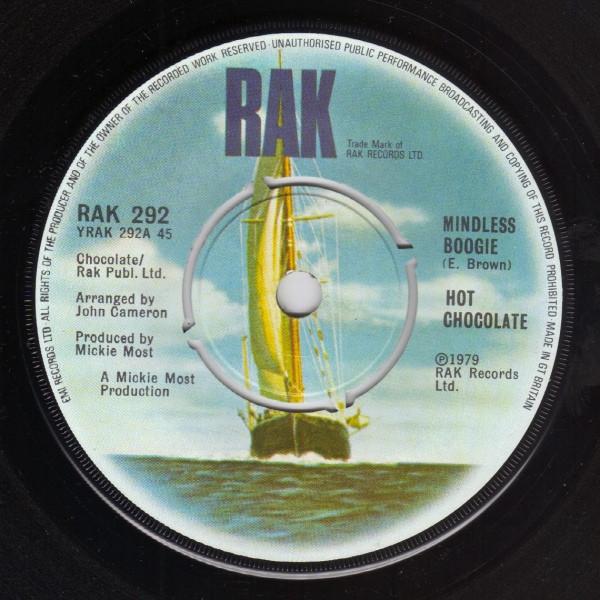 7inch Record HOT CHOCOLATE - Mindless Boogie RAK292 RAK 1979 UK Soul/Funk Used