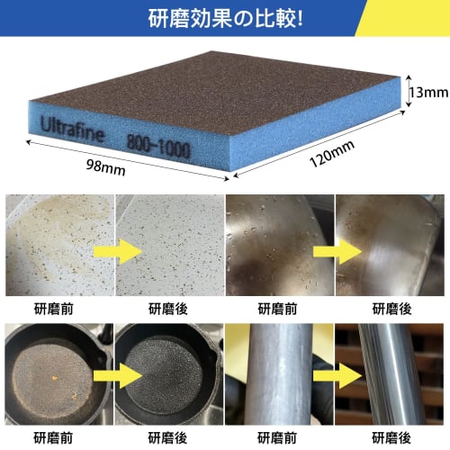 MORLARCO Sponge Sandpaper, 120 X 98 X 13mm, Set of 8, 4 Types (Fine/Superfine/Ultrafine/Microfine, 2 Each), Waterproof Sandpaper for Rust Removal, Pol