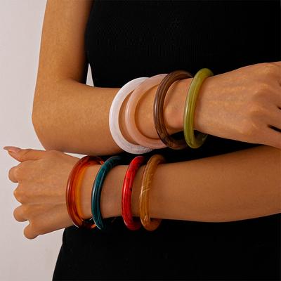 Vintage Acrylic Smudge Circle Open Bracelet Niche Simple Design Jewelry