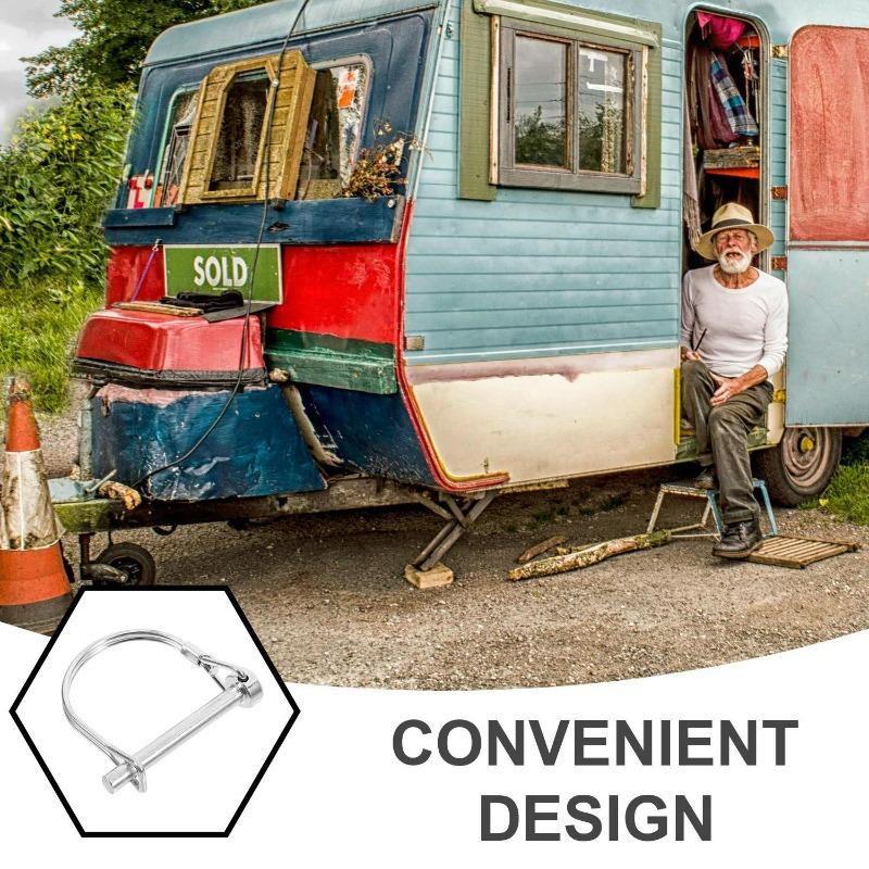 3pcs/set Coupler Safety Pin D-Hook Steel M5 M6 M8 Quick Lock Release Trailer Truck Bicycle Stroller Boat RV Hitch Latch