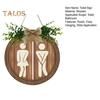 Wooden Toilet Sign Artificial Green Leaves Wall Decor Bathroom Sign Gender Tags Rustic Bathroom Sign with Lanyard for Home Cafe Restaurant Bar