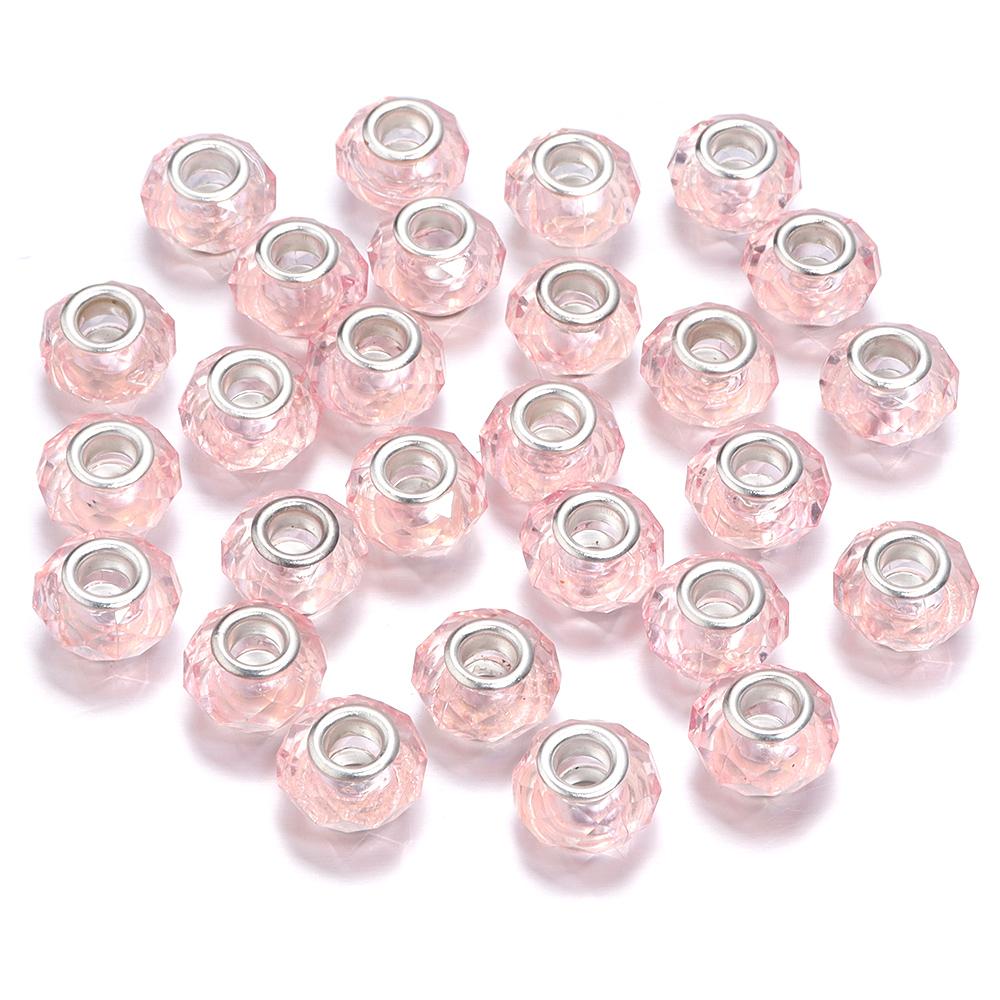 20pcs/Lot Transparent Color Faceted Resin Beads Big Hole Spacer Loose Beads for Jewelry Making DIY Bracelet Necklace
