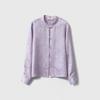 Women's 100% Mulberry Silk Floral Jacquard Shirt with Stand Collar and Frog Button, Long Sleeve Spring Top