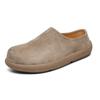 2025 Men's Lazy Mule Slippers Suede Leather Backless Loafers Open-Toe Comfortable Indoor/Outdoor Non-Slip Semi-Drag Casual Shoes
