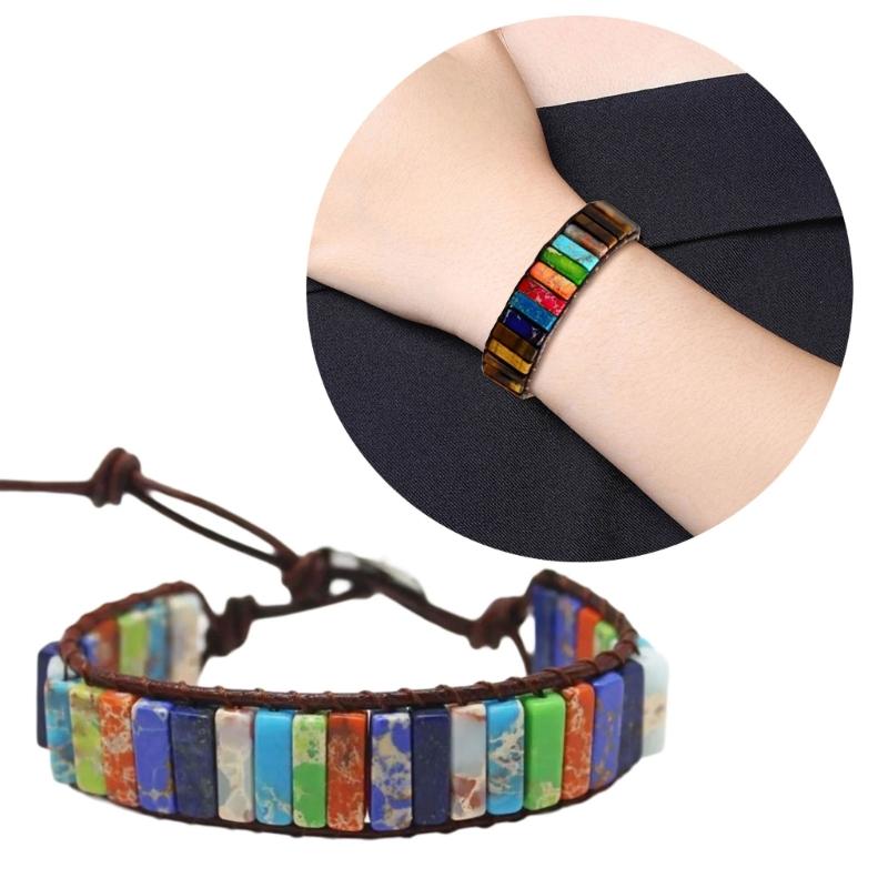 Bohemian Style Handmade Bracelet Colorful Round/Square Clasp Handchain Comfortable Wear Wristband for Fashionable Women