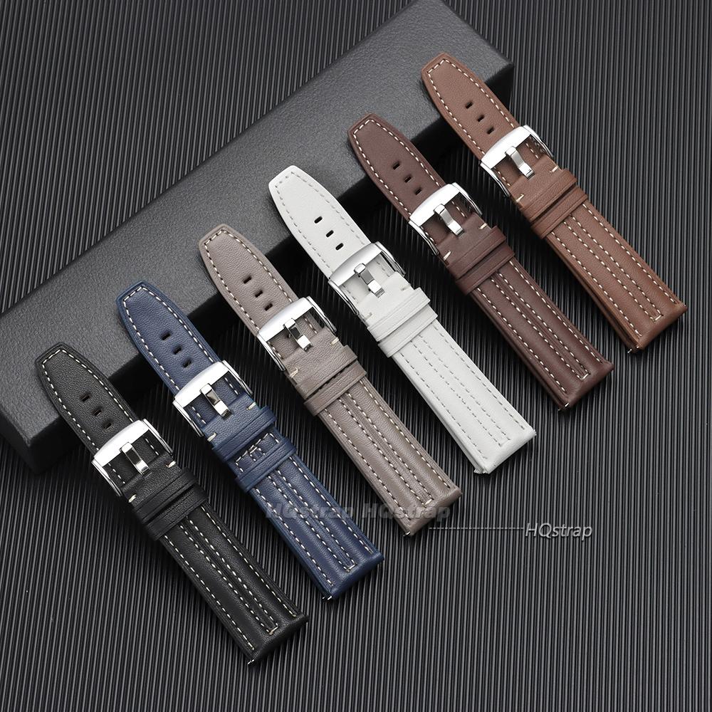 22mm Vintage Leather Watch Band Handmade Cowhide Watch Strap for Seiko Smartwatch Quick Release Bracelet Universal Wristband