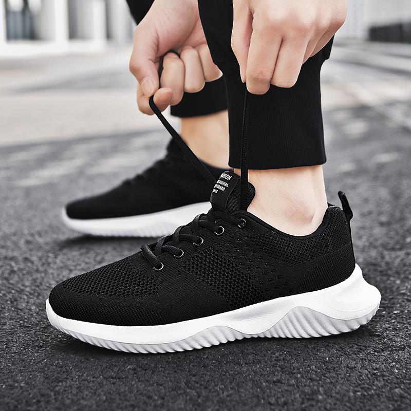 

Men s Flying Woven Sports Shoes Breathable Mesh Surface Wear-resistant Lightweight Shock Absorption Large Size Running Shoes