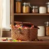 Decorative Natural Rattan Basket With Cover Multipurpose Household Organizer For Kitchen Living Room Essential