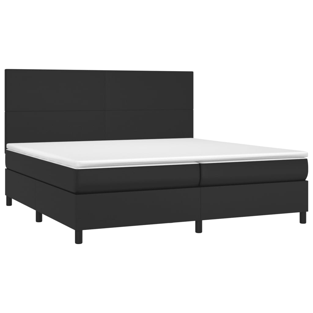 Box Spring Bed with Mattress Black 200x200 cm Faux Leather