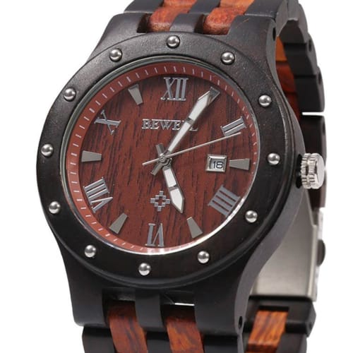 Skybow Men's Natural Wood Watch with Calendar, High-Precision, Perfect Gift for Men, Celebrating Entrance Ceremonies, Employment, Birthdays, and Weddi