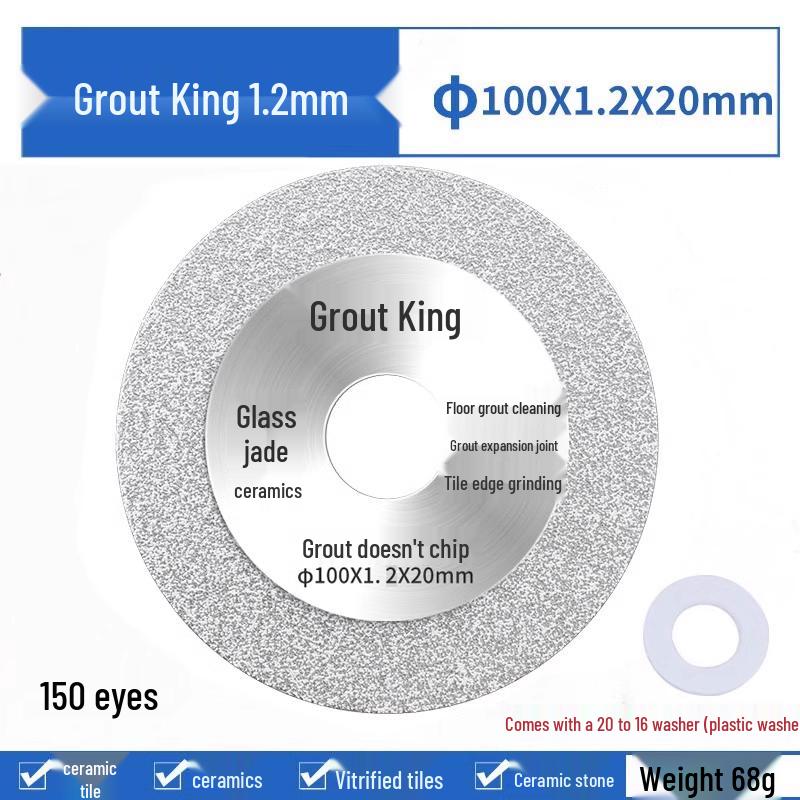 Glass King Brazed Diamond Cutting Disc for Angle Grinders - Ideal for Tile, Jade, Stone, Grout Removal, Grinding, and Dry Cutting