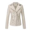 Women’s Faux Leather Jackets Embroidered Flower PU Bomber Coat Diagonal Zipper Outer Wear Autumn Winter Spring Motorcycle Biker Jacket