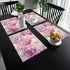 Pink Peony Flower Romantic Fresh Placemats Linen Washable Non Slip Heat Resistant Table Mats for Kitchen Dining Decor