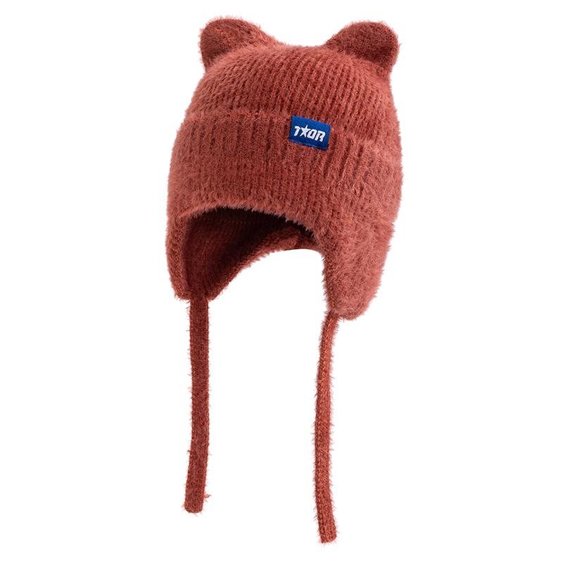 New Women Cute Cat Ear Earflap Winter Hat Fashion Windproof Knitted Hat Kpop Style Soft Beanie Hats Candy Colors Streetwear Cap
