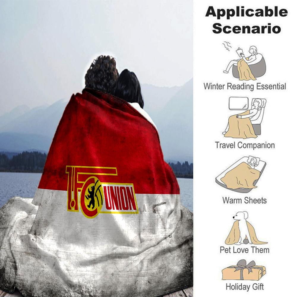 Fußball-Verbands-Emblem Flanelldecke, Weiches Polyester, Modernes Design, Ganzjahresnutzung für Camping, Reisen, Geschenke für Feiertage oder Geburtstage
