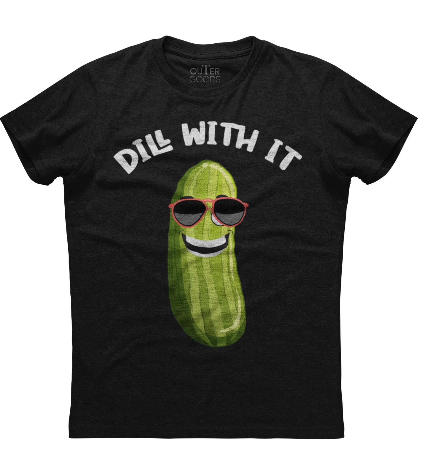 Dill With It Funny Pickle Mens Short Sleeve Cotton Black T-shirt S