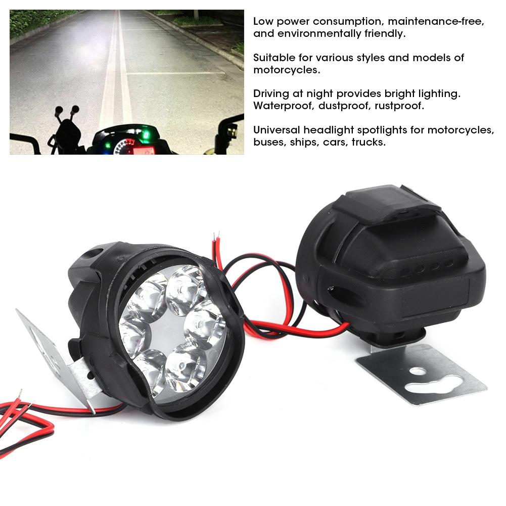2PCS 6 LED Spot Fog Light Motorcycle Headlight Universal Waterproof Front Head Lamp 12V