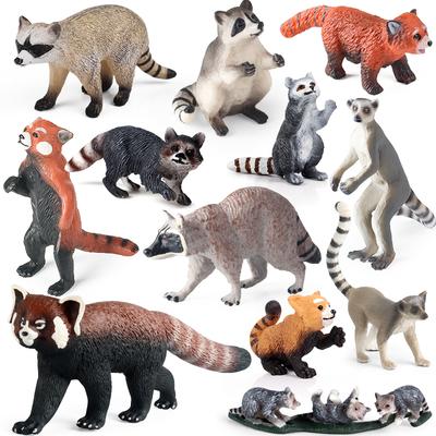 Oenux Simulation Wild Figurines Lesser Panda Raccoon Lemur Model Action Figures Forest Animals Home Education Kids Toy Gift