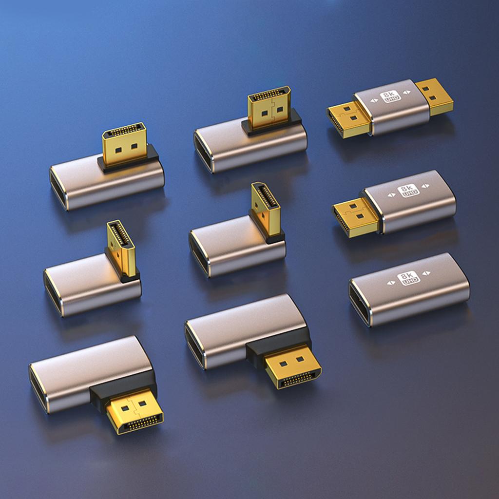 8K DisplayPort 1.4 Adapter, rechtwinkliger DisplayPort-Stecker auf Buchse, vertikale Anschlüsse, Konverter-Extender, unterstützt 8K bei 60 Hz