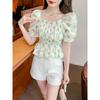 Chiffon Shirt Women's New Design Niche Floral Temperament Pure and Lustful Ins Waist-hugging Sweet and Versatile