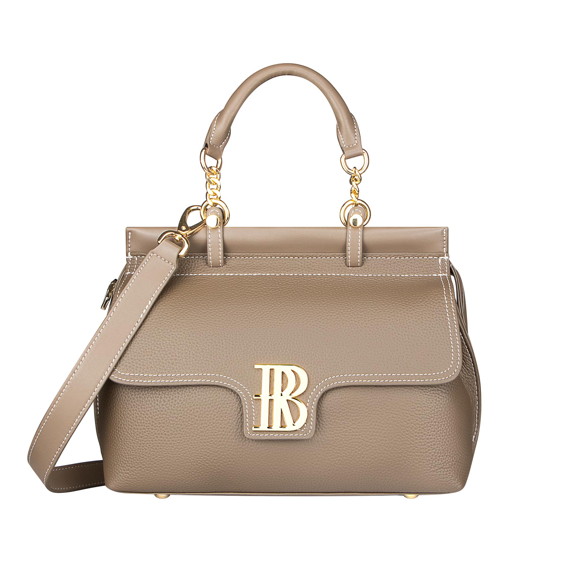 

Royal Bagger Genuine Cowhide Leather Shoulder Crossbody Bag, Large Capacity Top Handle Handbag, Everyday Purse for Women, 3248 (Khaki)