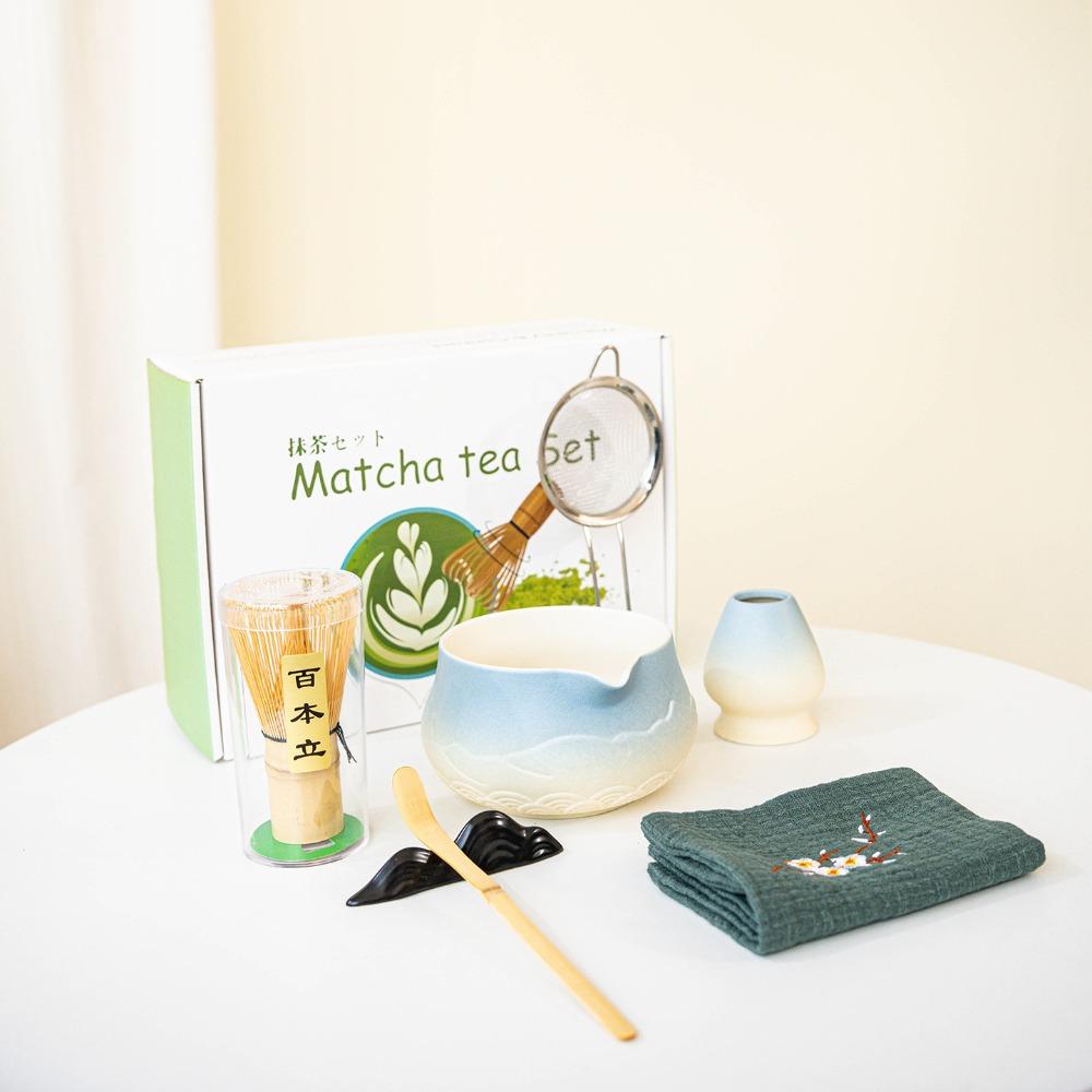 5/7Pcs New Ceramic Japanese Matcha Set Reusable with Pouring Spout Matcha Whisk Set Matcha Making Kit Matcha Equipment