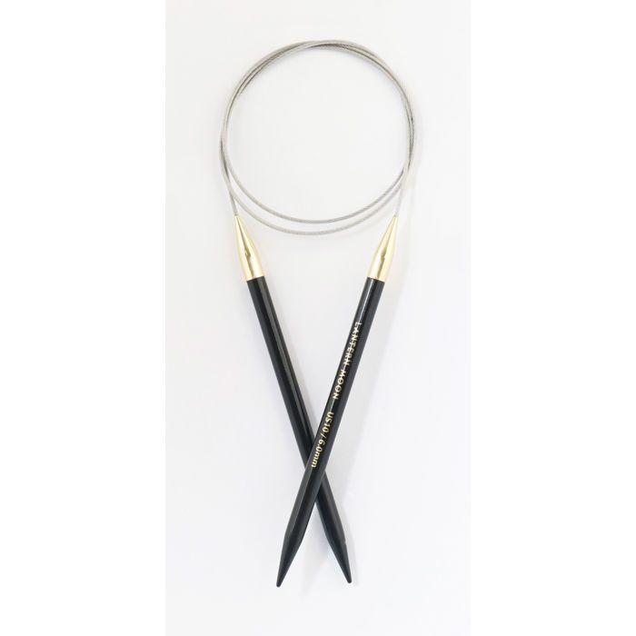 Aiguilles circulaires Fixes en ébène KnitPro 80cm 6mm - 350089