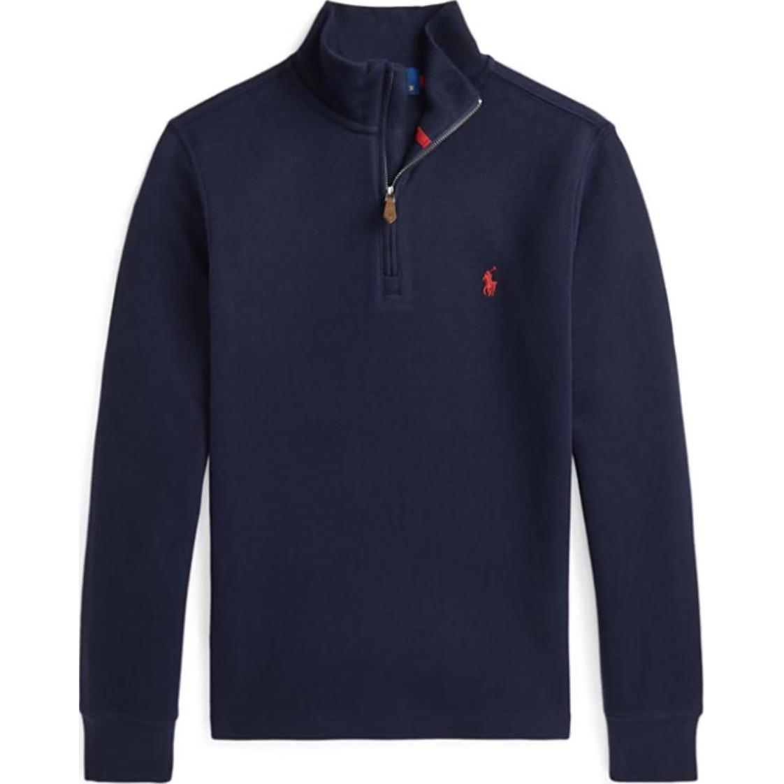 

Polo Ralph Lauren Polo Shirt FW24 Solid Color Small Pony Logo Stand Collar Half Zip Long Sleeve Kids tops Blue 323953023-001 XL