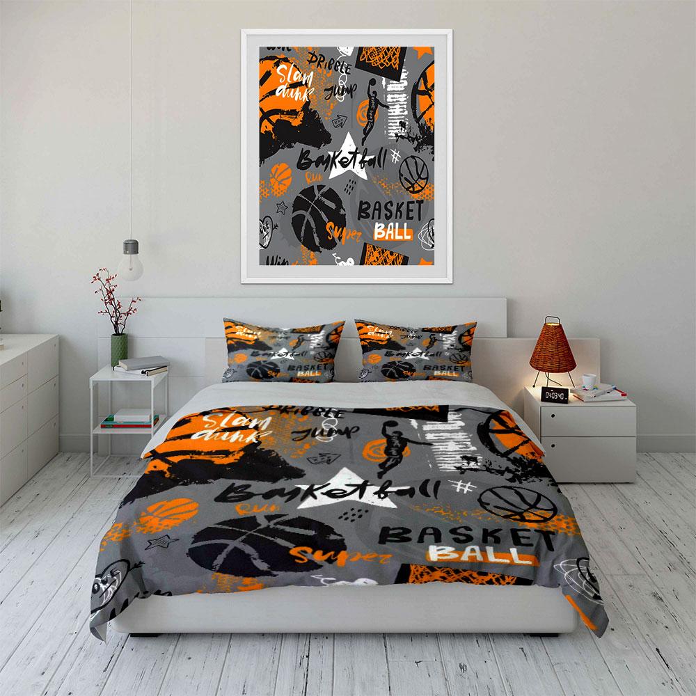 Basketball-Themed Three-Piece Set Design Exquisite Three-Piece Bedding Set Gift For Kids And Adults
