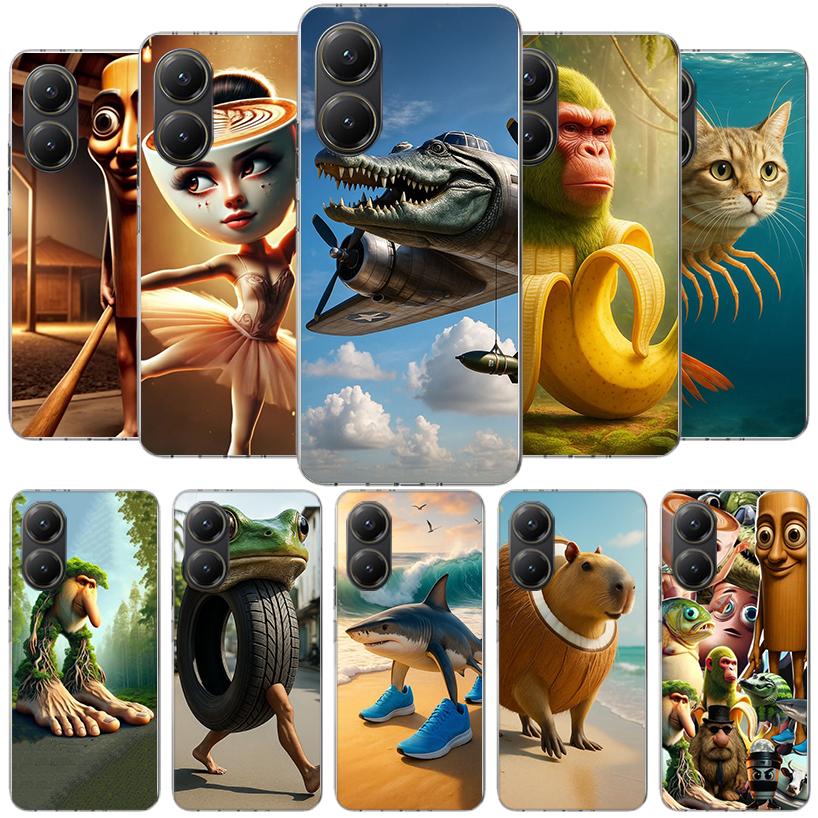 Italian Brainrot Animals Phone Case For Xiaomi Poco F7 Ultra X7 X6 X5 Pro M7 Redmi 15C 15 13C 13 12C 12 10C 10 9A 9C 9T 9 Shell