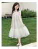 Girls' Summer Dress with a Western Style 2026 New Style, Mid University Children's Sweet Beauty, Fake Style, Girls' Hanging Neck Princess Dress