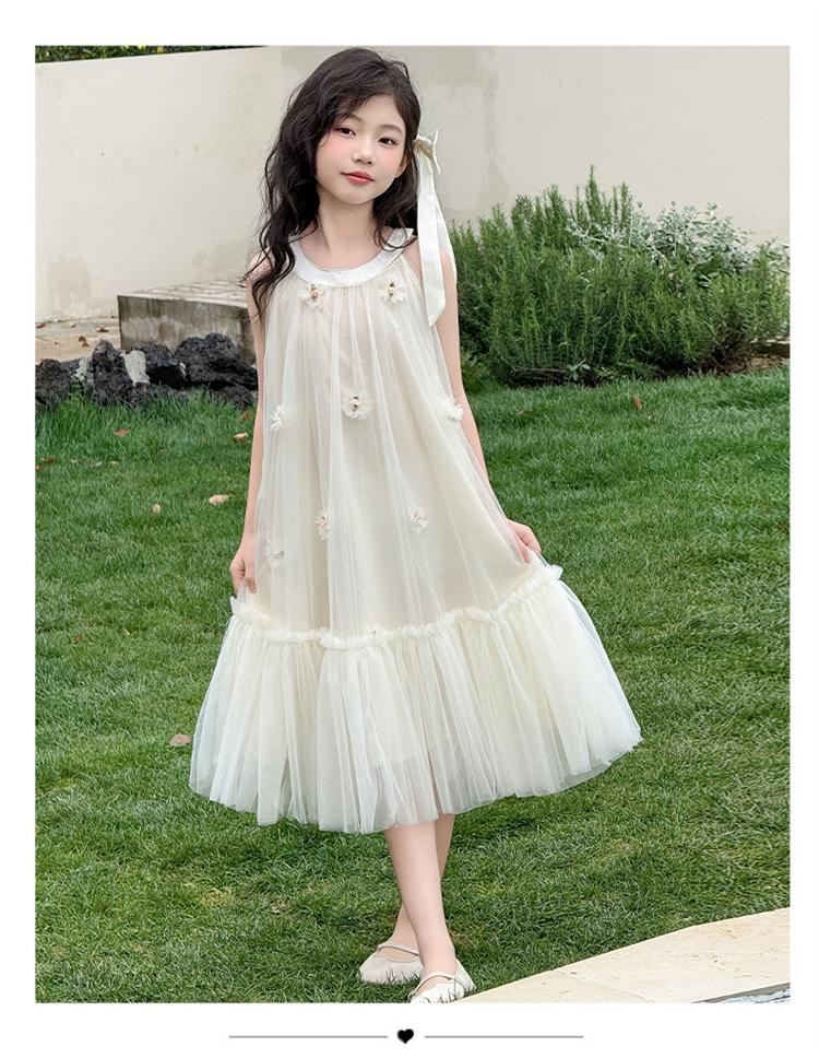 Girls' Summer Dress with a Western Style 2026 New Style, Mid University Children's Sweet Beauty, Fake Style, Girls' Hanging Neck Princess Dress