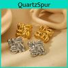 Stainless Steel Geometric Earrings For Women With Electroplated Finish And Wrinkle Design