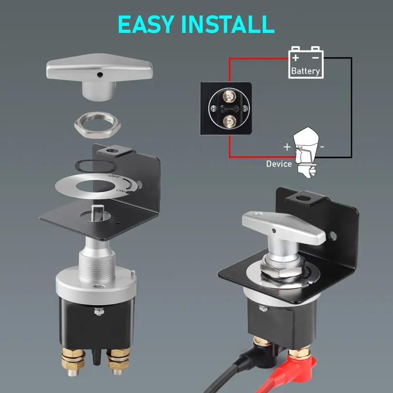 CNSPEED 1500A Heavy Duty Battery Kill Switch Kit With Lock  Bracket Cutter Disconnecter Isolator For RV Camper Van Truck Boat